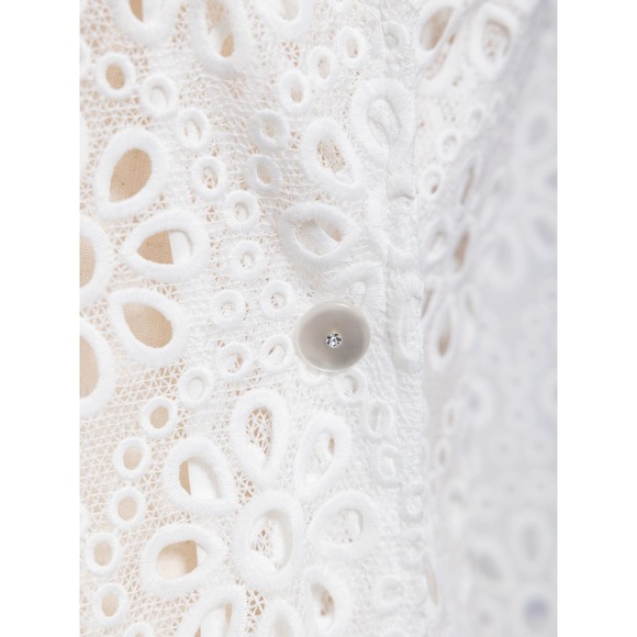 Women's White Eyelet Blazer Size L Summer Blazer Jacket Berek NWT - Picture 2 of 5